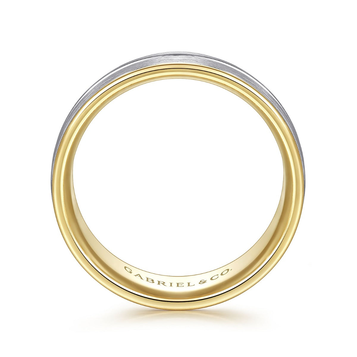 Beaux - 14K White-Yellow Gold 8mm - Two Tone Men's Wedding Band in Satin Finish