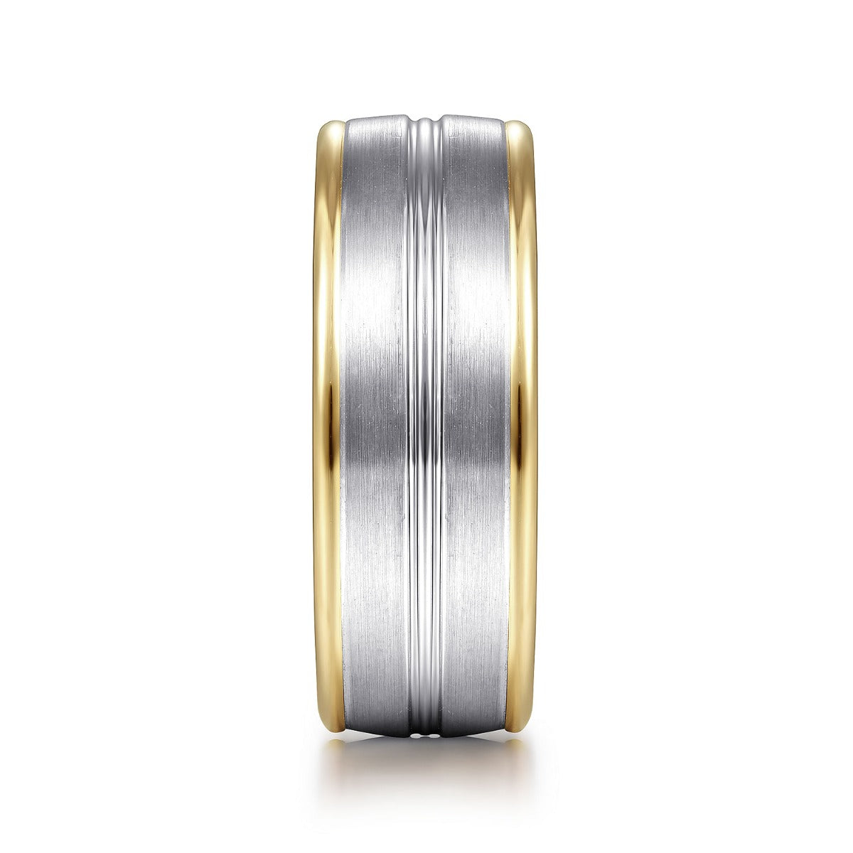 Beaux - 14K White-Yellow Gold 8mm - Two Tone Men's Wedding Band in Satin Finish