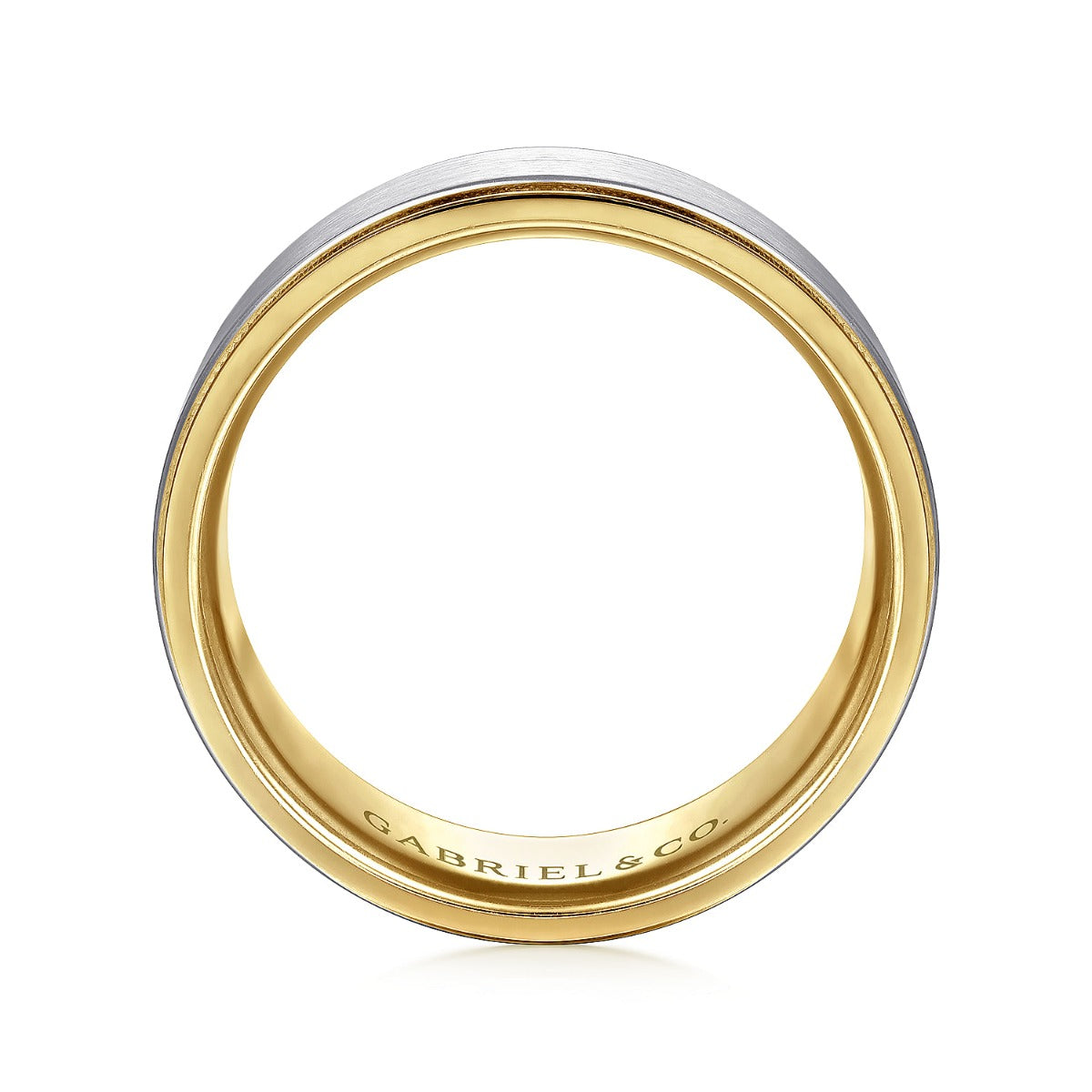 Liam - 14K White-Yellow Gold 8mm - Two Tone Men's Wedding Band in Satin Finish