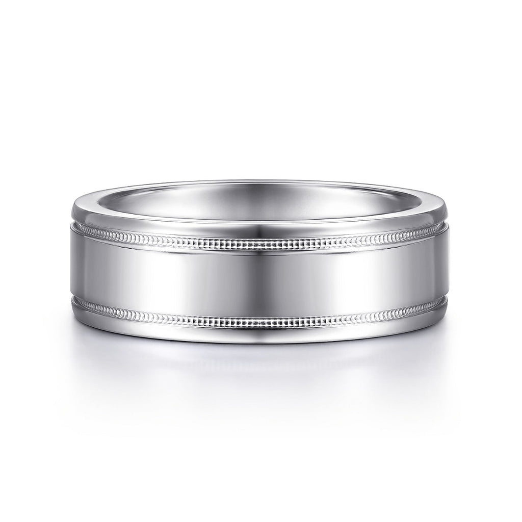 Fred - 14K White Gold 7mm - High Polished Men's Wedding Band
