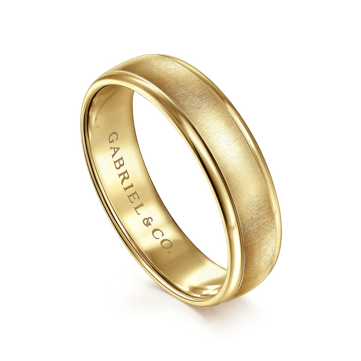 Elijah - 14K Yellow Gold 6mm - Men's Wedding Band in Sandblast Finish