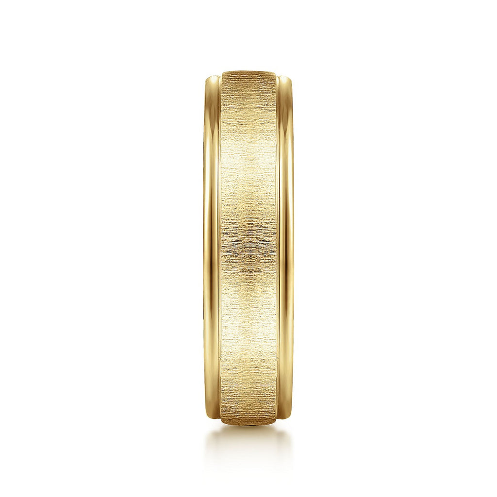 Elijah - 14K Yellow Gold 6mm - Men's Wedding Band in Sandblast Finish