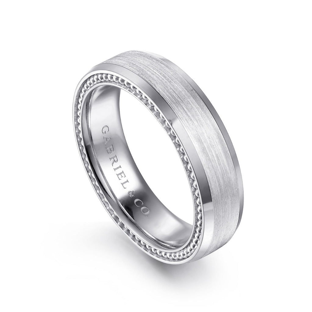 Felix - 14K White Gold 6mm - Men's Wedding Band in Satin Finish