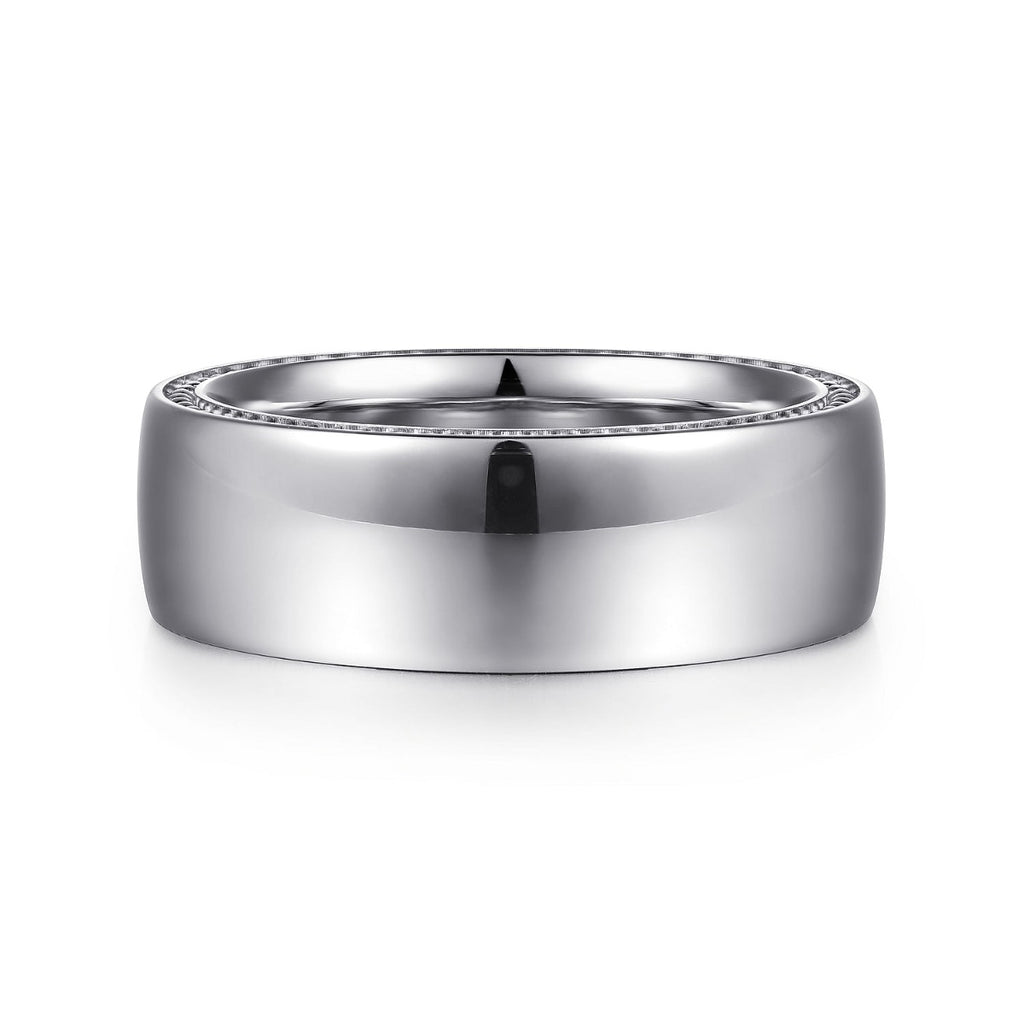 Kai - 14K White Gold 8mm - Men's Wedding Band in High Polished Finish