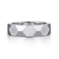 Oscar - 14K White Gold 6mm - Carved Men's Wedding Band in Satin Finish
