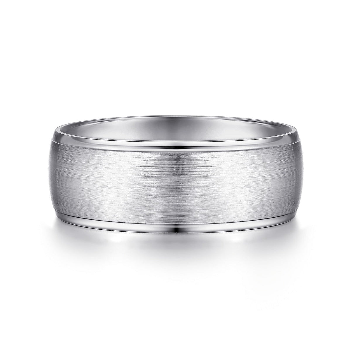 Nathaniel - 14K White Gold 8mm - Men's Wedding Band in Satin Finish