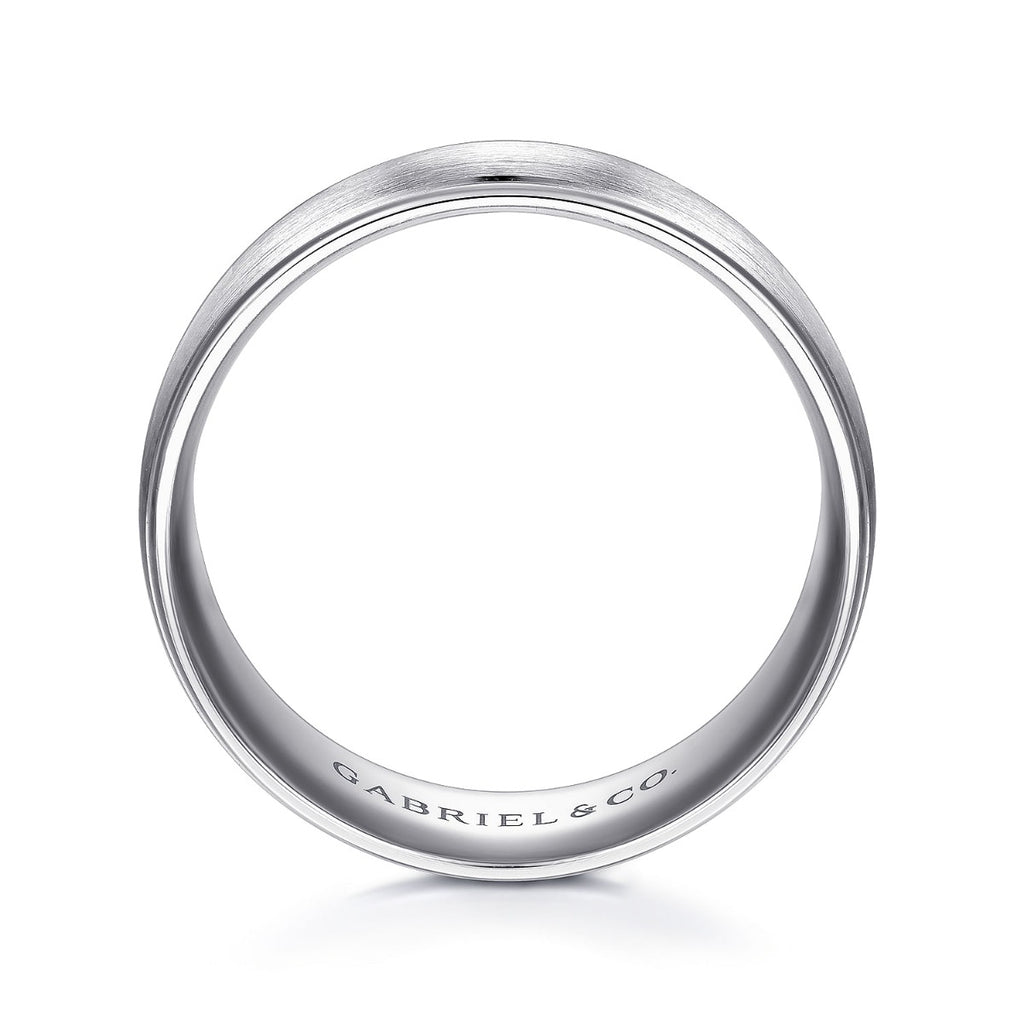 Nathaniel - 14K White Gold 8mm - Men's Wedding Band in Satin Finish