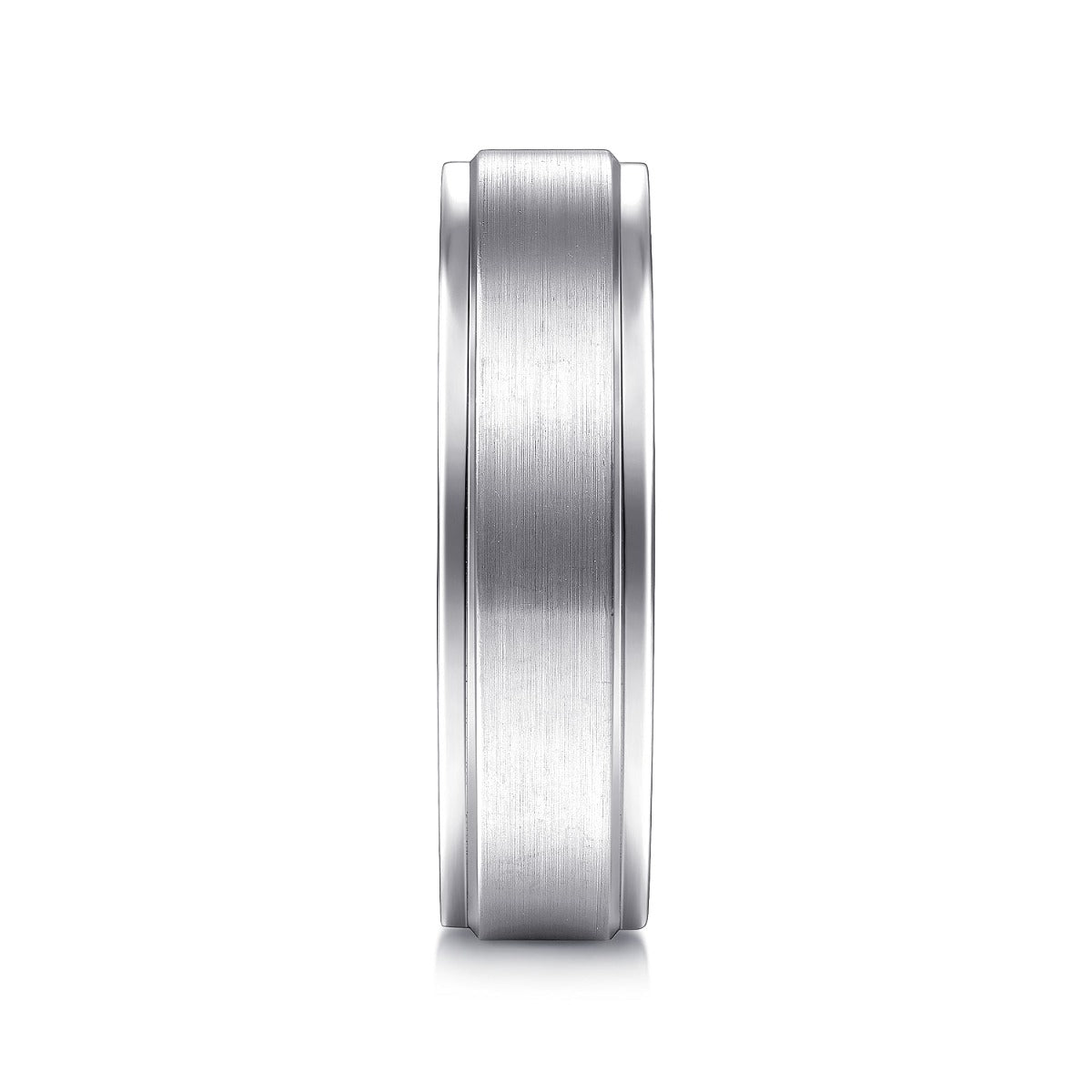 Grayson - 14K White Gold 6mm - Beveled Edge Men's Wedding Band in Satin Finish