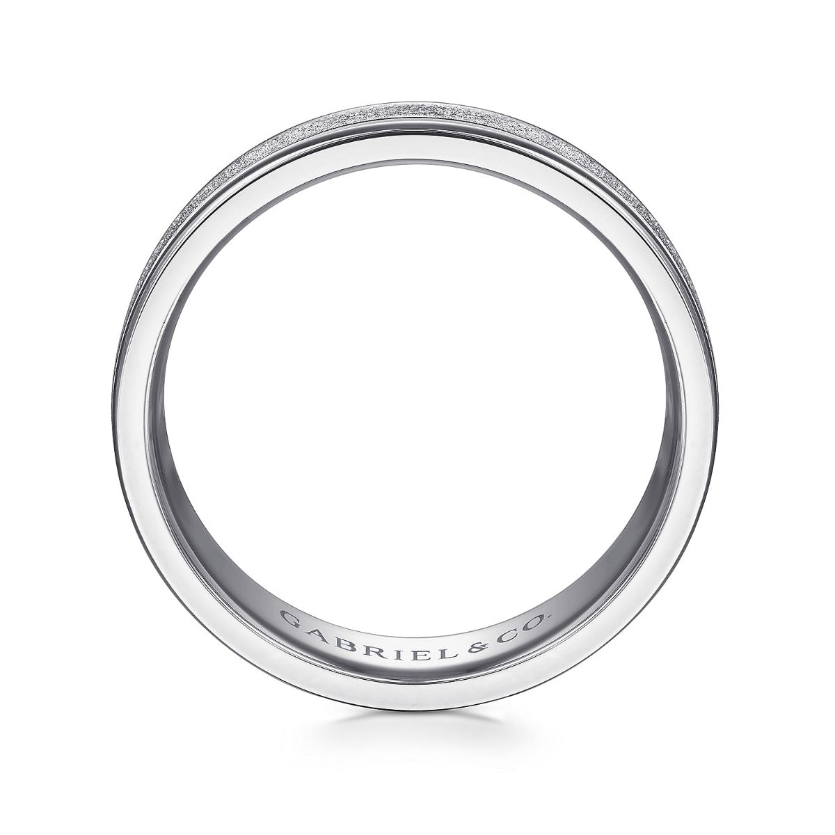 Matteo - 14K White Gold 6mm - Men's Wedding Band in Sand Blast Finish
