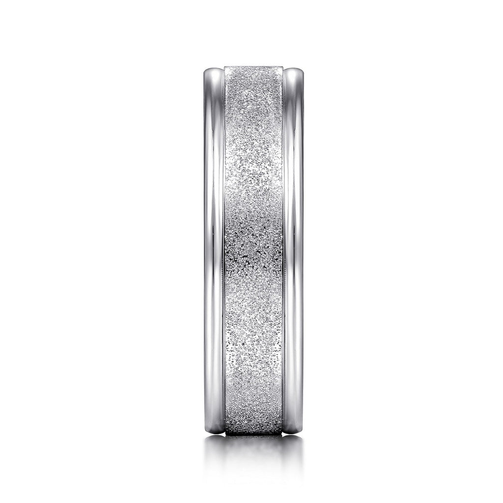 Matteo - 14K White Gold 6mm - Men's Wedding Band in Sand Blast Finish