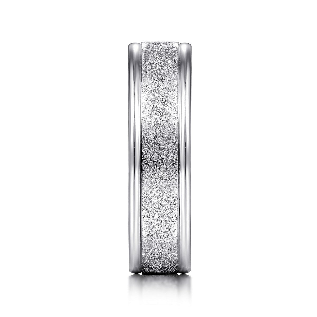 Matteo - 14K White Gold 6mm - Men's Wedding Band in Sand Blast Finish