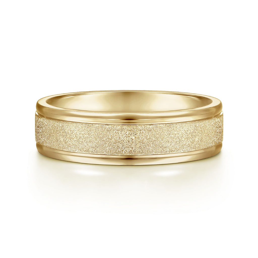 Matteo - 14K Yellow Gold 6mm - Men's Wedding Band in Sand Blast Finish