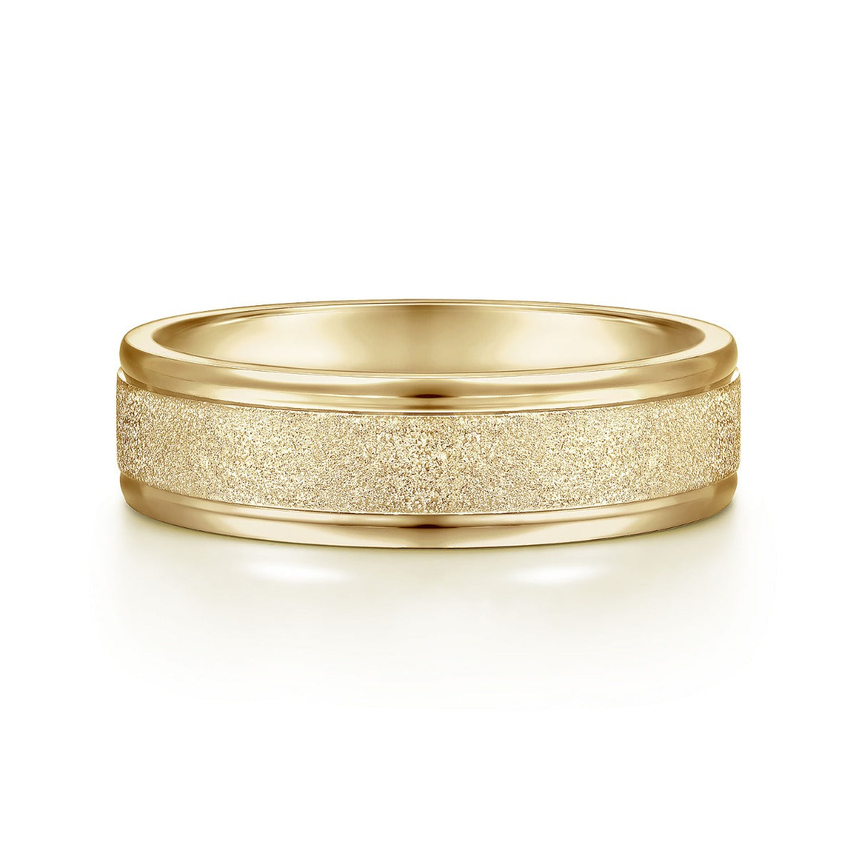 Matteo - 14K Yellow Gold 6mm - Men's Wedding Band in Sand Blast Finish