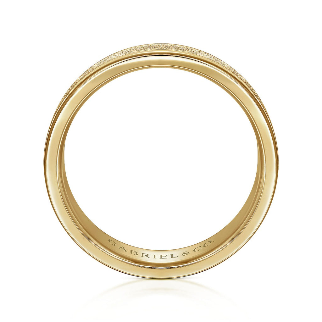 Matteo - 14K Yellow Gold 6mm - Men's Wedding Band in Sand Blast Finish