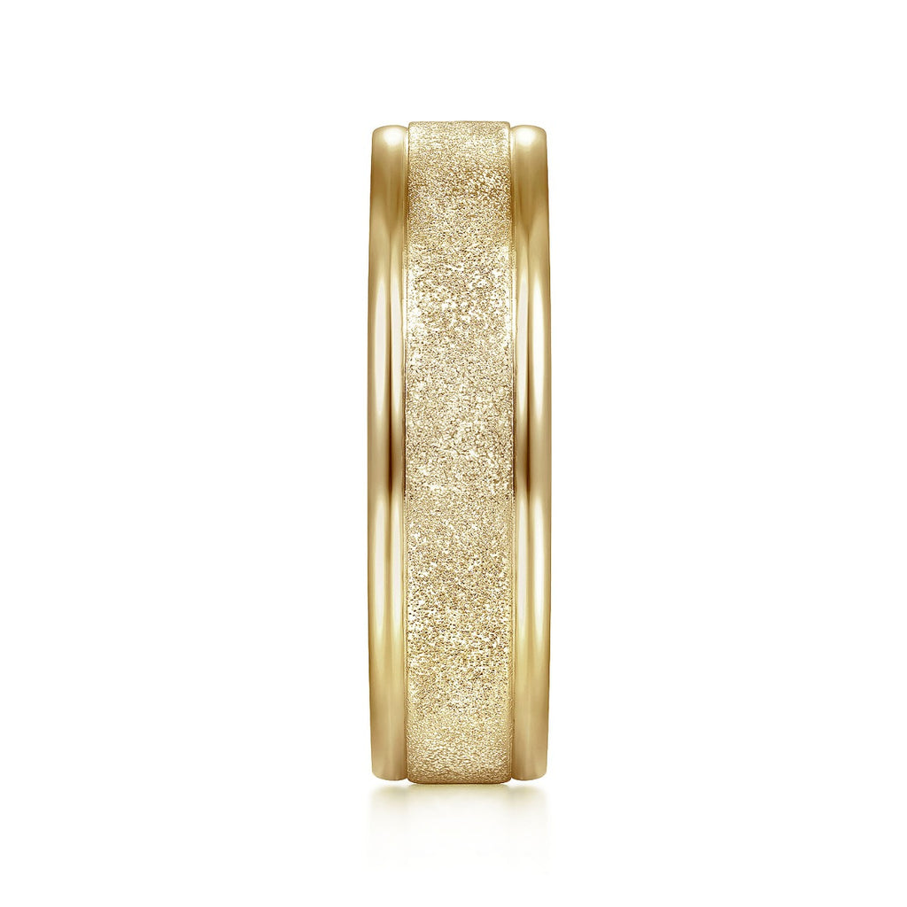 Matteo - 14K Yellow Gold 6mm - Men's Wedding Band in Sand Blast Finish