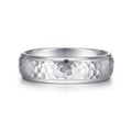 Joshua - 14K White Gold 6mm - Hammered Finish Men's Wedding Band