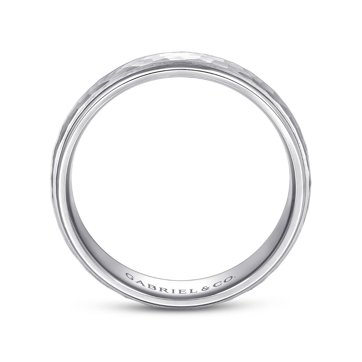 Joshua - 14K White Gold 6mm - Hammered Finish Men's Wedding Band
