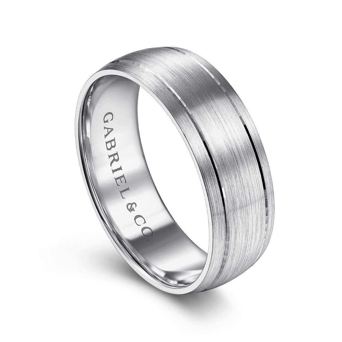 Andrew - 14K White Gold 7mm - Men's Wedding Band in Satin Finish