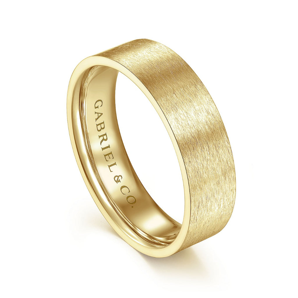 Theodore - 14K Yellow Gold 6mm - Men's Wedding Band in Horizontal Brush Finish