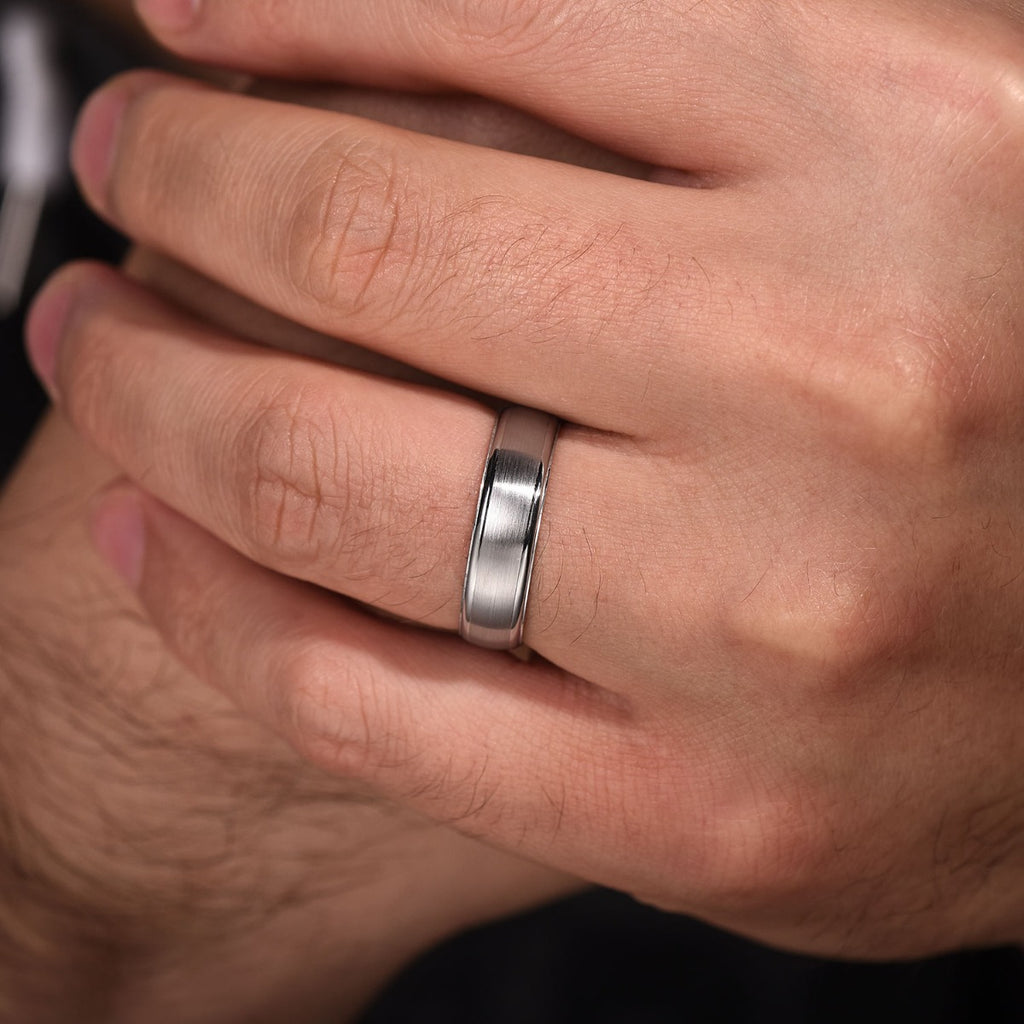Paul - 14K White Gold 6mm - Men's Wedding Band in Satin Finish