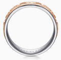 John - 14K White-Rose Gold 7mm - Hammered Station Men's Wedding Band