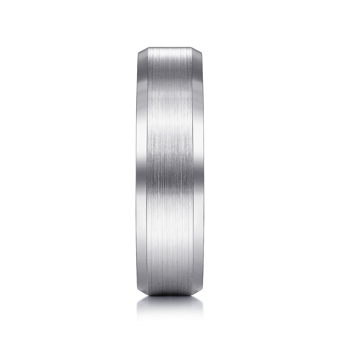 Caleb - 14K White Gold 6mm - Satin Finish Men's Wedding Band with Beveled Edge