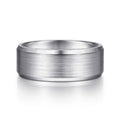 Sebastian - 14K White Gold 8mm - Satin Finish Men's Wedding Band with Beveled Edge