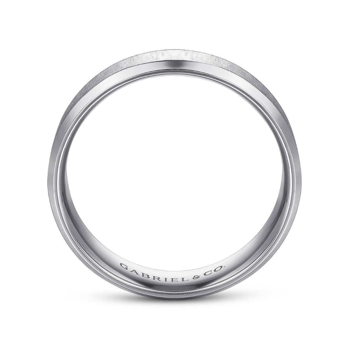 Isaiah - 14K White Gold 6mm - Beveled Edge Satin Finish Men's Wedding Band