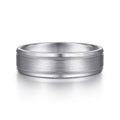 Josiah - 14K White Gold 6mm - Satin Polish Center and Milgrain Edge Men's Wedding Band