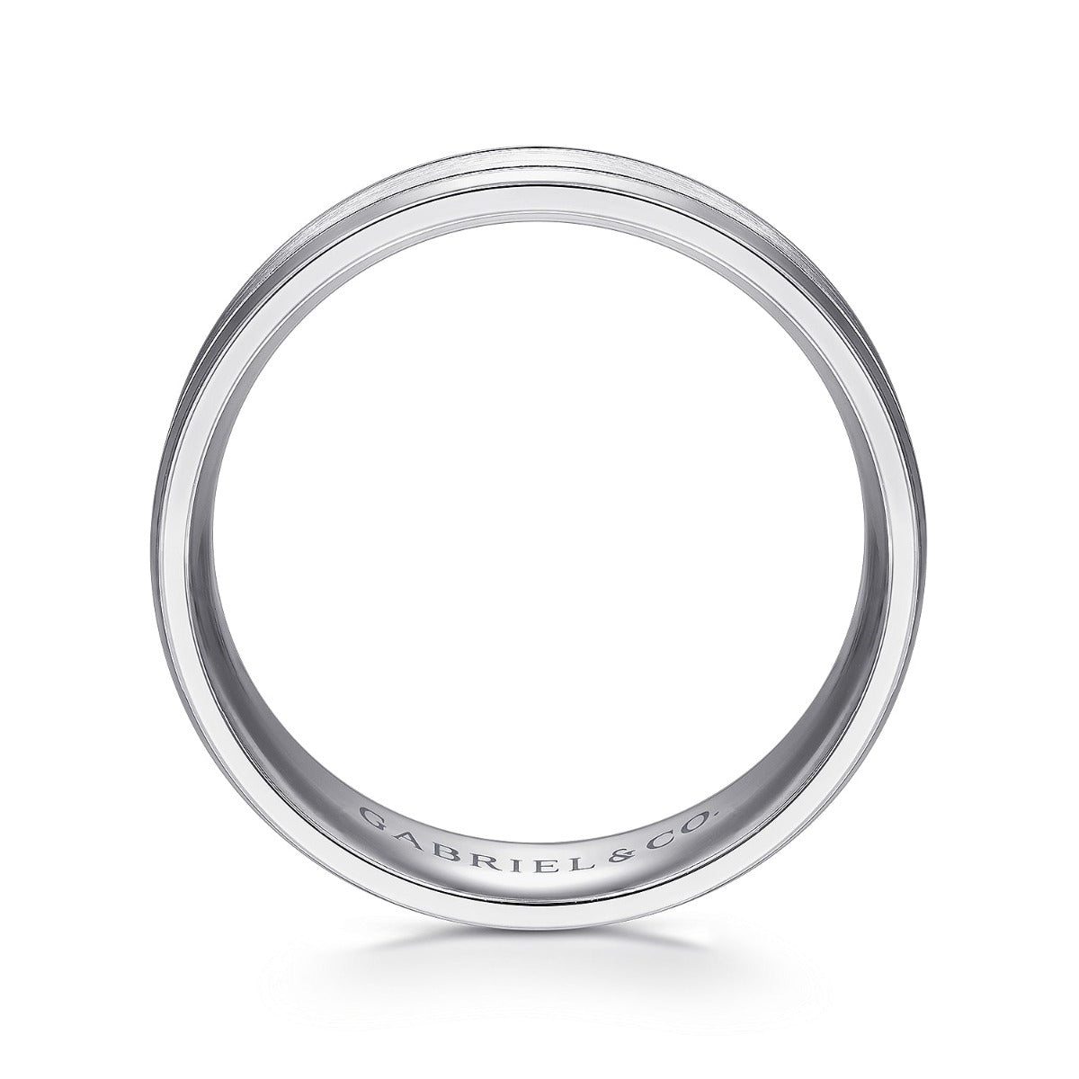 Josiah - 14K White Gold 6mm - Satin Polish Center and Milgrain Edge Men's Wedding Band