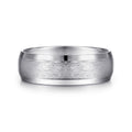 Robert - 14K White Gold 7mm - Beveled Edge Men's Wedding Band in Horizontal Brush Finish