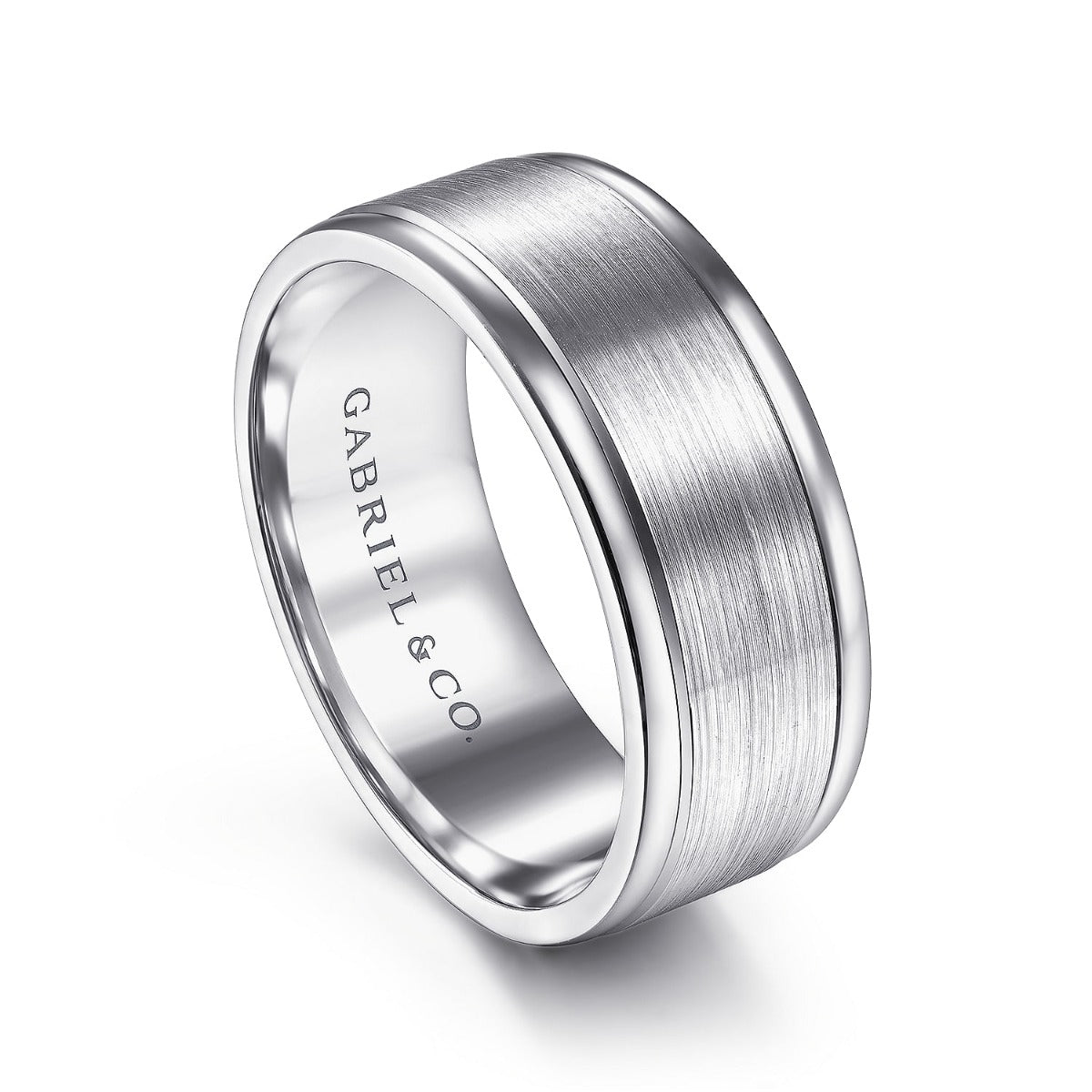 Emmett - 14K White Gold 8mm - Men's Wedding Band in Satin Finish