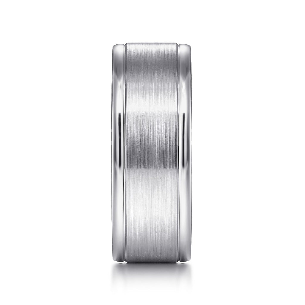 Emmett - 14K White Gold 8mm - Men's Wedding Band in Satin Finish