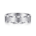 Nicholas - 14K White Gold 6mm - Satin Grooved Edge Men's Wedding Band