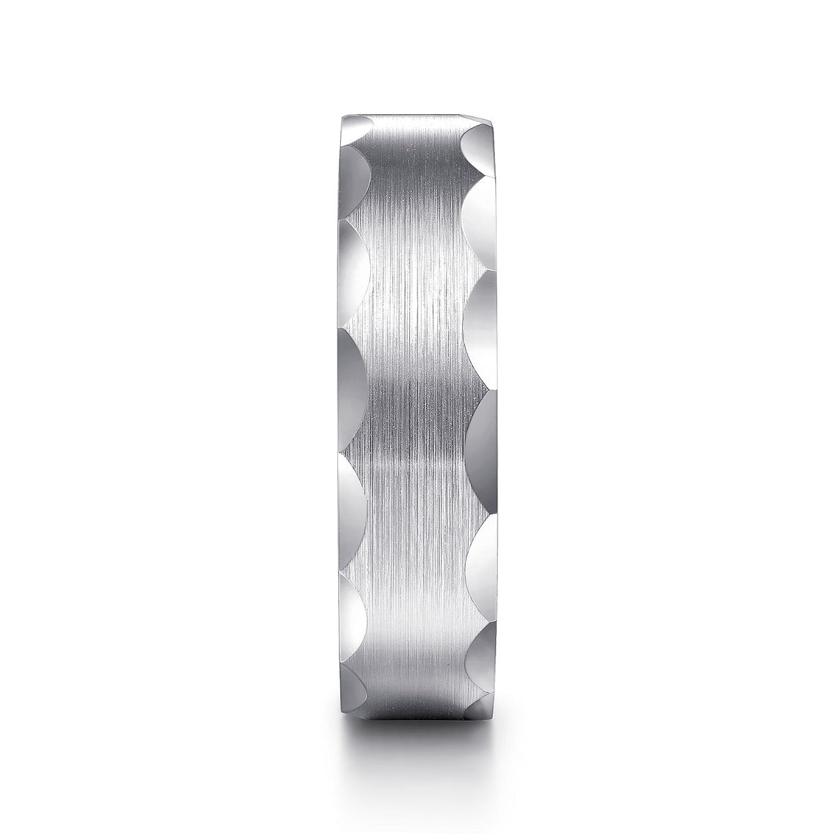 Nicholas - 14K White Gold 6mm - Satin Grooved Edge Men's Wedding Band