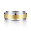 Gabriel - 14K White-Yellow Gold 7mm - Men's Wedding Band in Satin Finish
