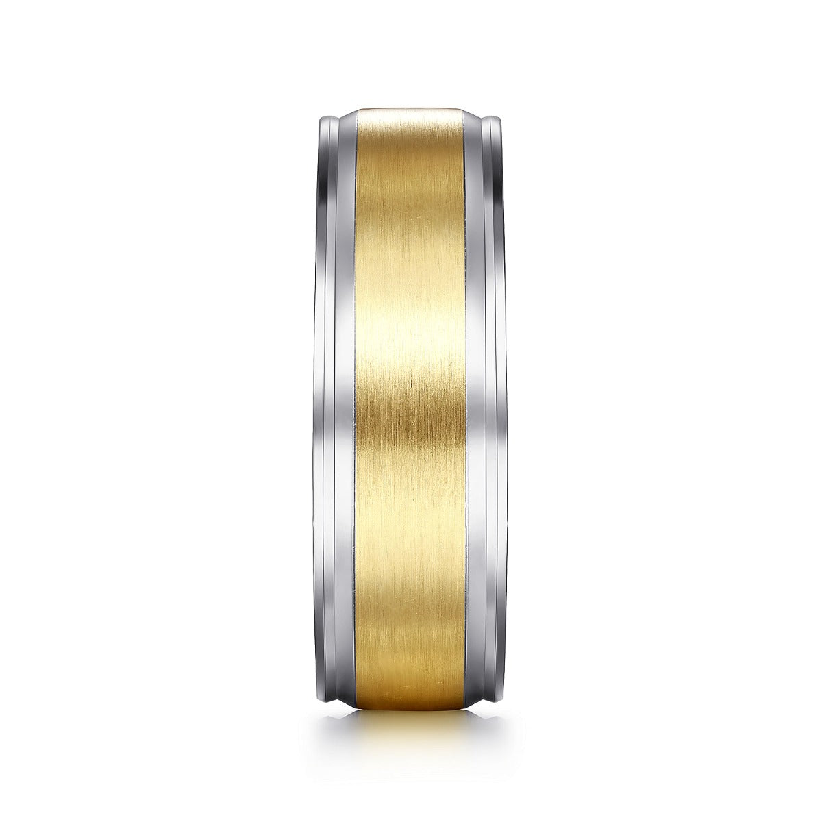 Gabriel - 14K White-Yellow Gold 7mm - Men's Wedding Band in Satin Finish