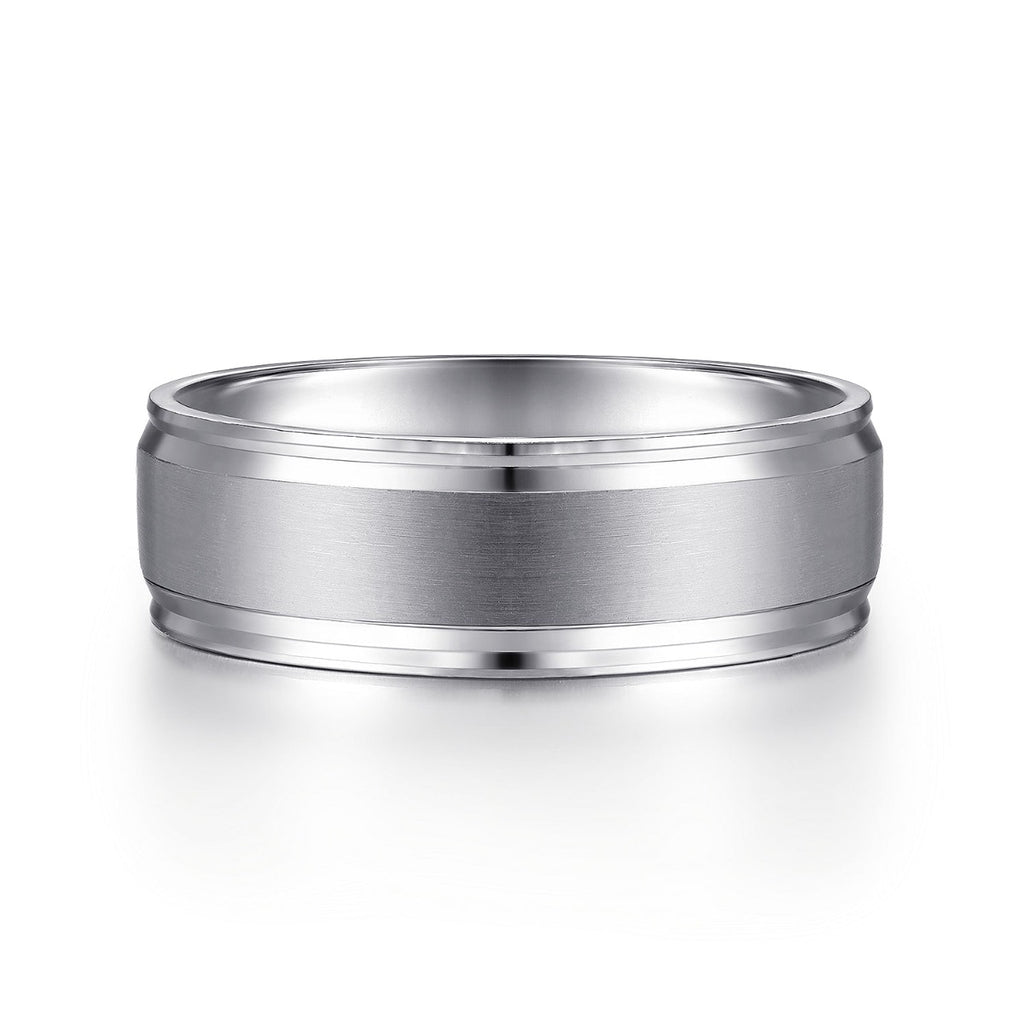 Gabriel - 14K White Gold 7mm - Men's Wedding Band in Satin Finish
