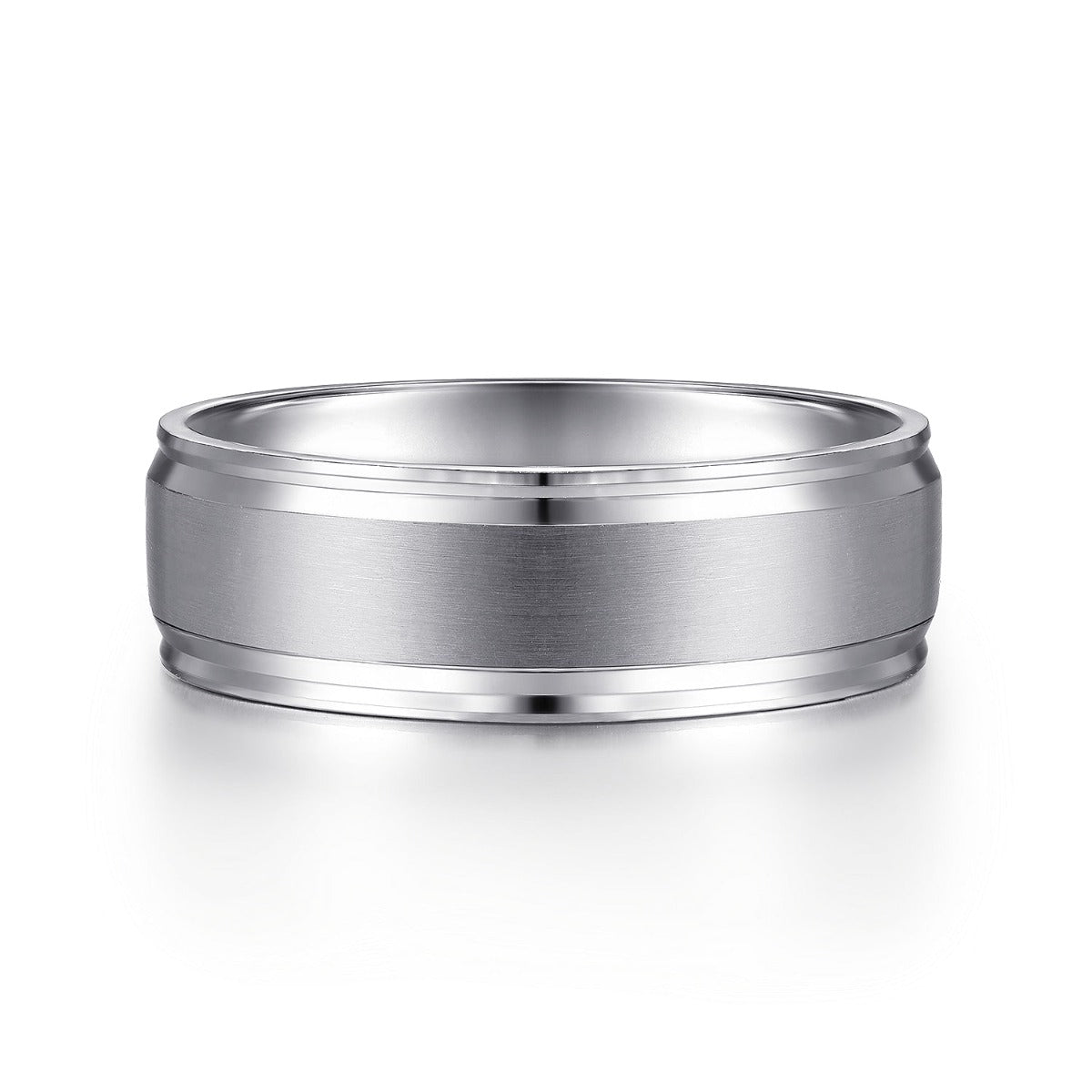 Gabriel - 14K White Gold 7mm - Men's Wedding Band in Satin Finish