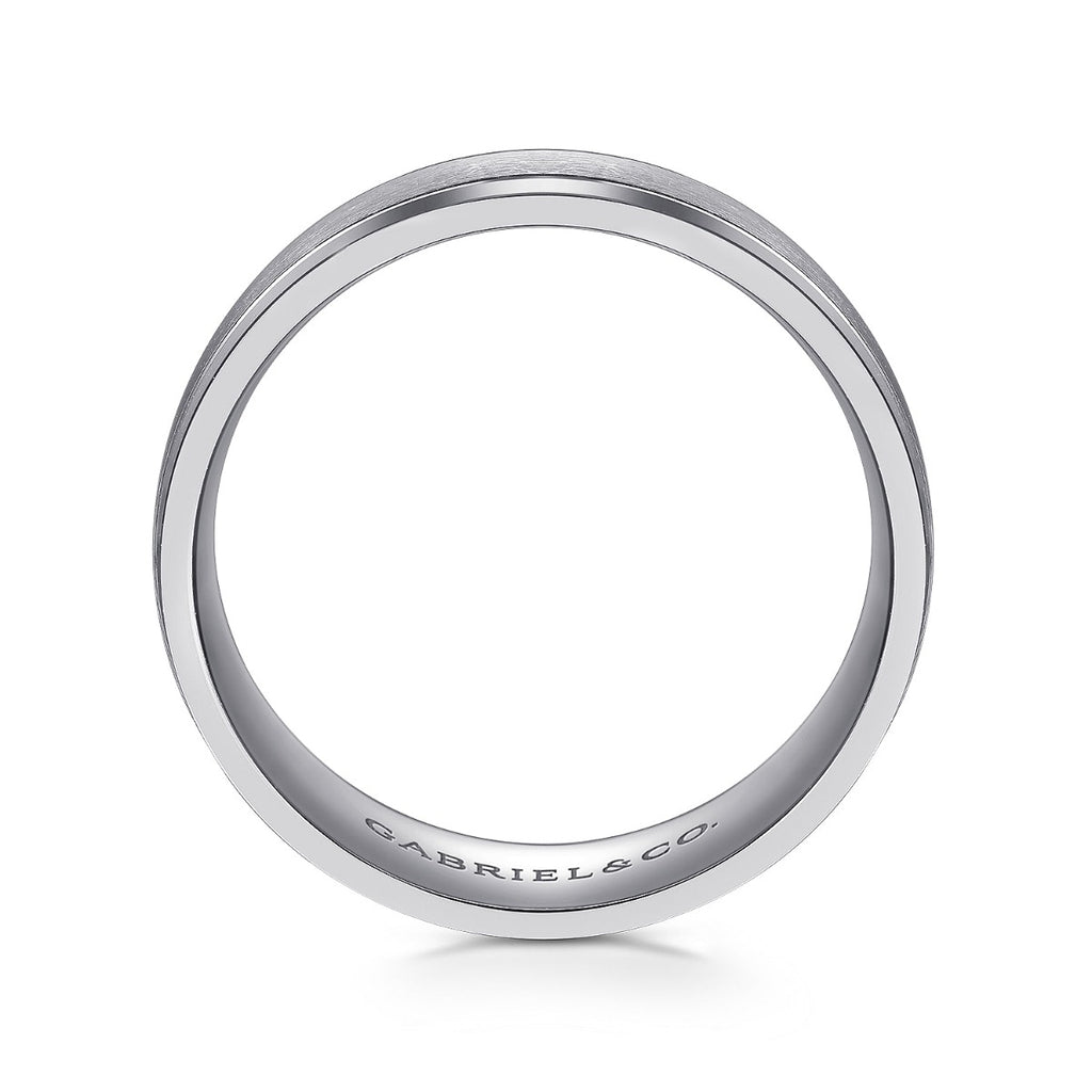 Gabriel - 14K White Gold 7mm - Men's Wedding Band in Satin Finish