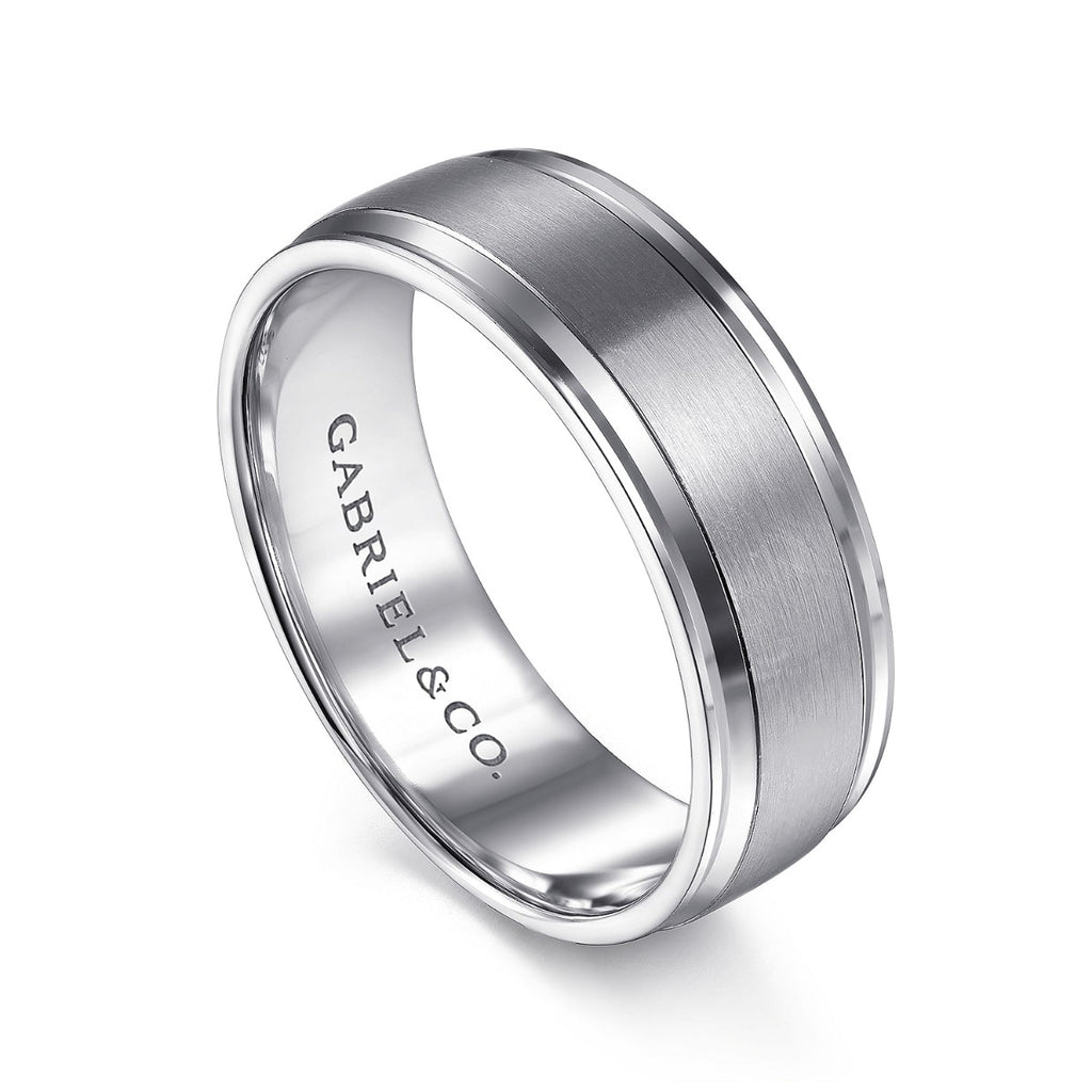 Gabriel - 14K White Gold 7mm - Men's Wedding Band in Satin Finish