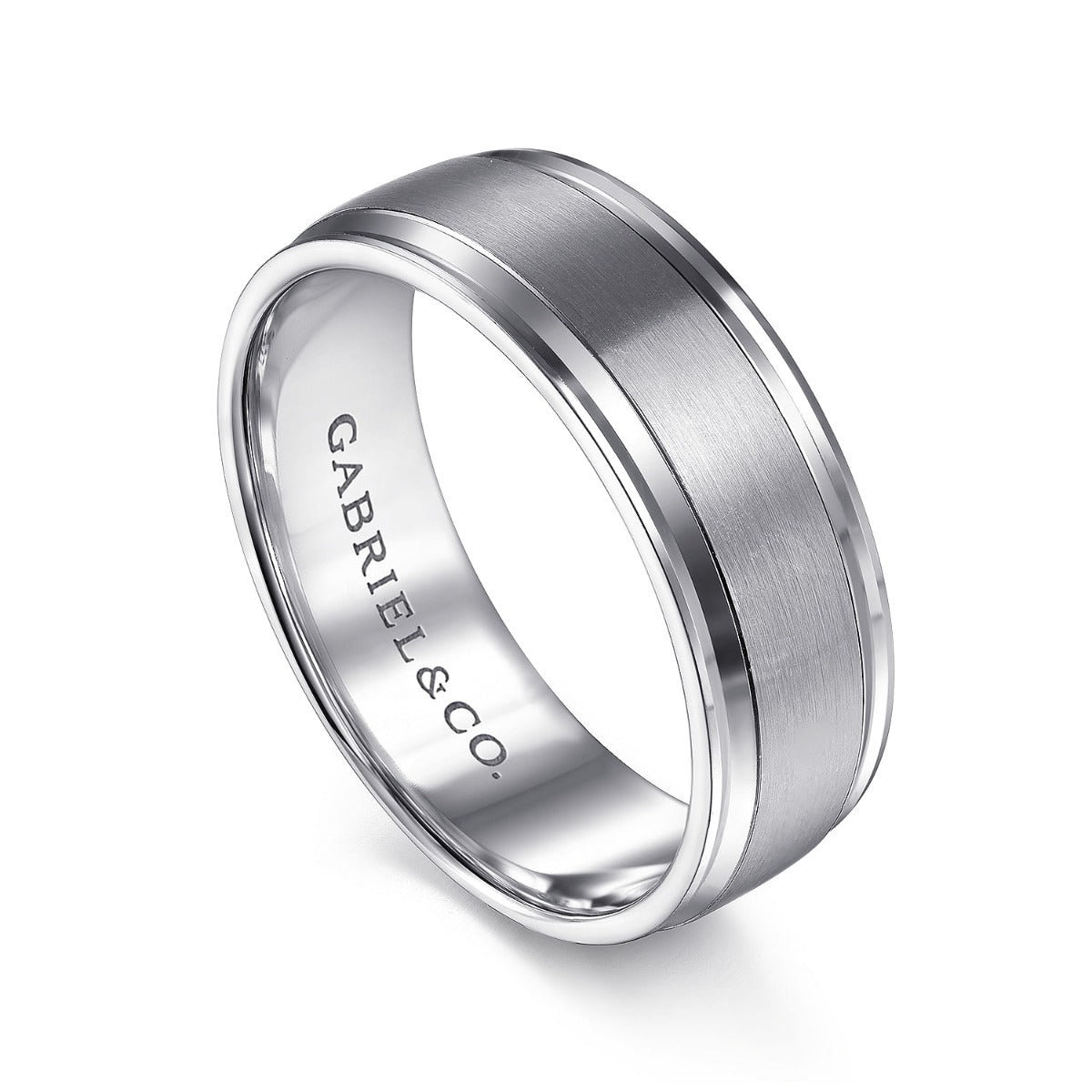 Gabriel - 14K White Gold 7mm - Men's Wedding Band in Satin Finish