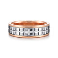 Adam - 14K White-Rose Gold 7mm - Three Row Satin Finish Men's Wedding Band in Two Tone