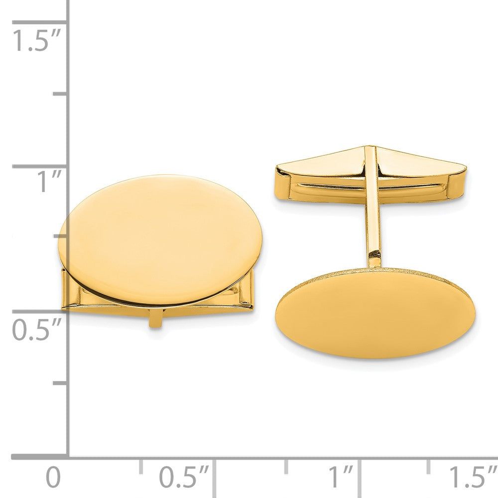 Alouette 14K Yellow Gold Mens Oval Cuff Links