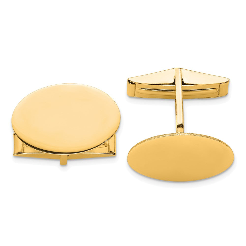Alouette 14K Yellow Gold Mens Oval Cuff Links