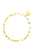 14k Yellow Gold Paperclip Heart 7.5IN Bracelet