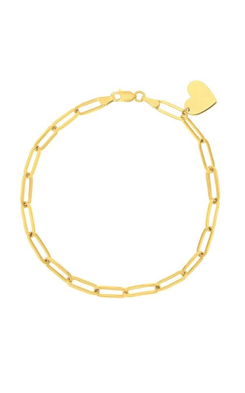 14k Yellow Gold Paperclip Heart 7.5IN Bracelet