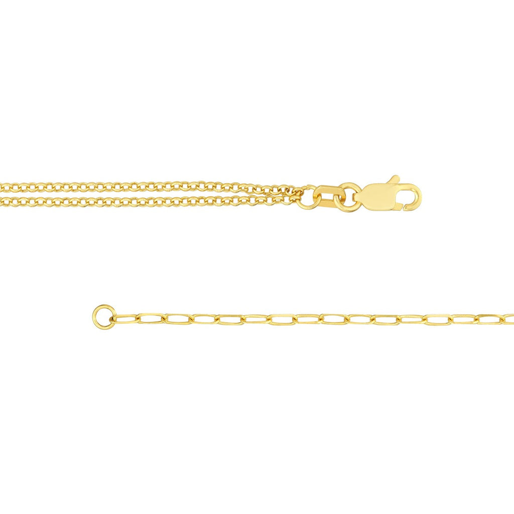 Amara 14K Yellow Gold 50/50 Paper Clip + Double Rolo Heart Bracelet