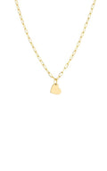 14k Yellow Gold Dangle Heart Paper Clip Necklace