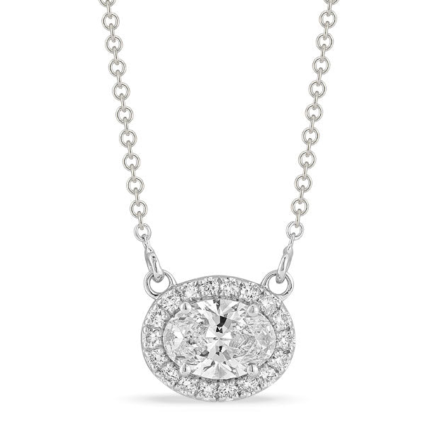 Oval Halo Diamond Necklace Labgrown 1.25ctw